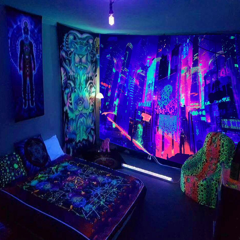 Lighting World Decor - Gobelin ścienny z czarnym światłem wiszący