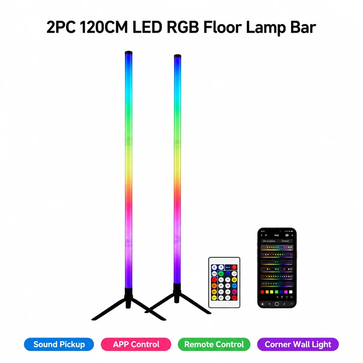 Room Lighting Bedroom Decor - 2 sztuki narożnych lamp podłogowych LED