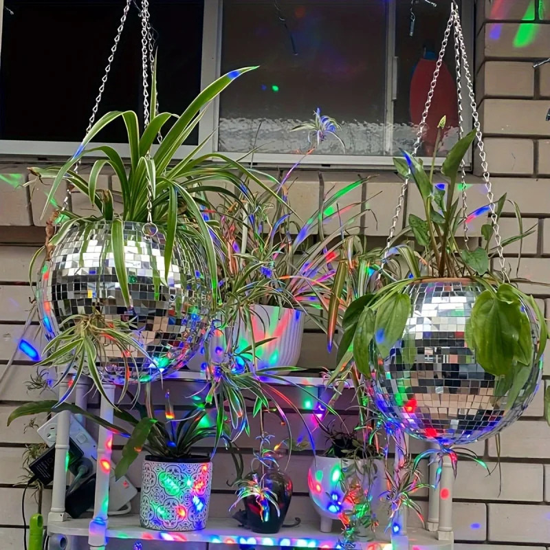 Disco Ball Mirror - Unikatowy, ręcznie robiony doniczka wisząca w