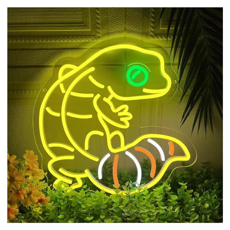 Gecko Lighting & Decor - Neonowy znak w kształcie gekona, lampka
