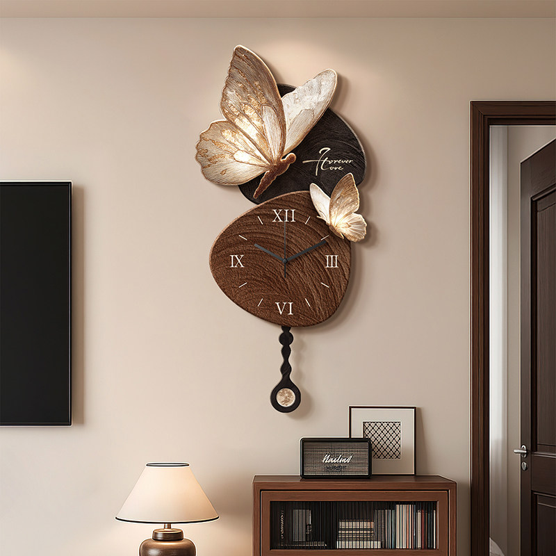 Lighting Home Decor Wall Clocks - Zegar Ścienny z Podświetleniem Nocnym, Drewniany,