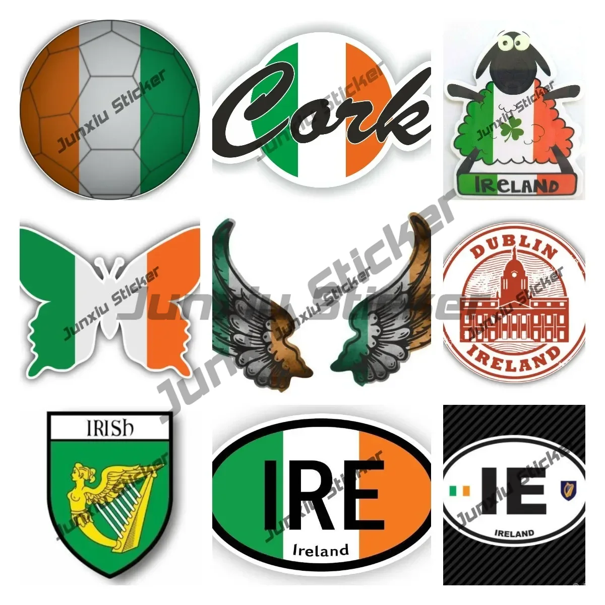 Decor Lighting Ireland - Flaga Irlandii Skrzydła Kreatywne naklejki motocyklowe