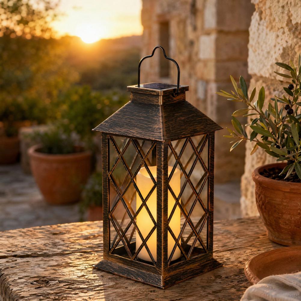 Yard Lighting Decor - Retro Lampion Solarny, Zewnętrzna Lampa Solarna