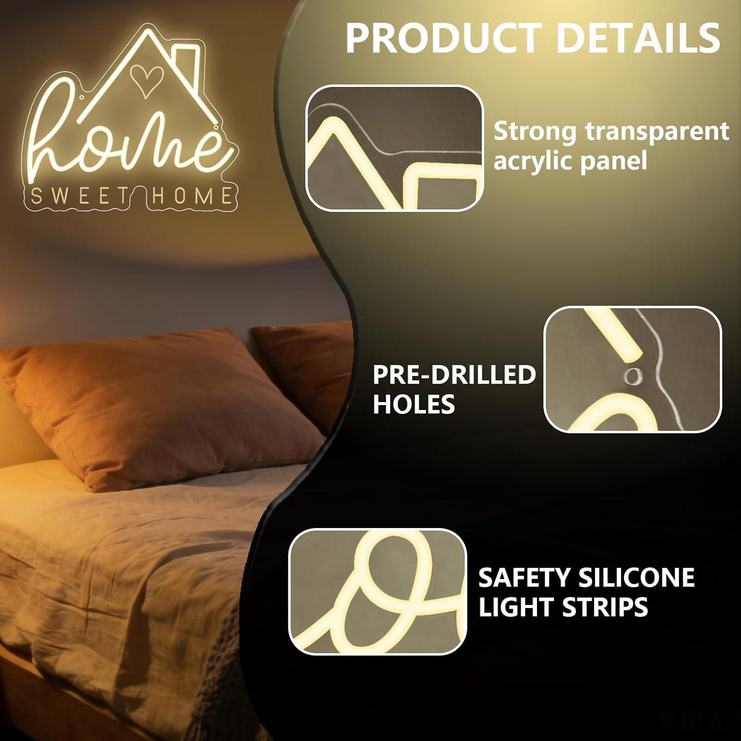 Neonowy znak Sweet Home, ściem – Room Lighting Bedroom Decor recenzja i cena