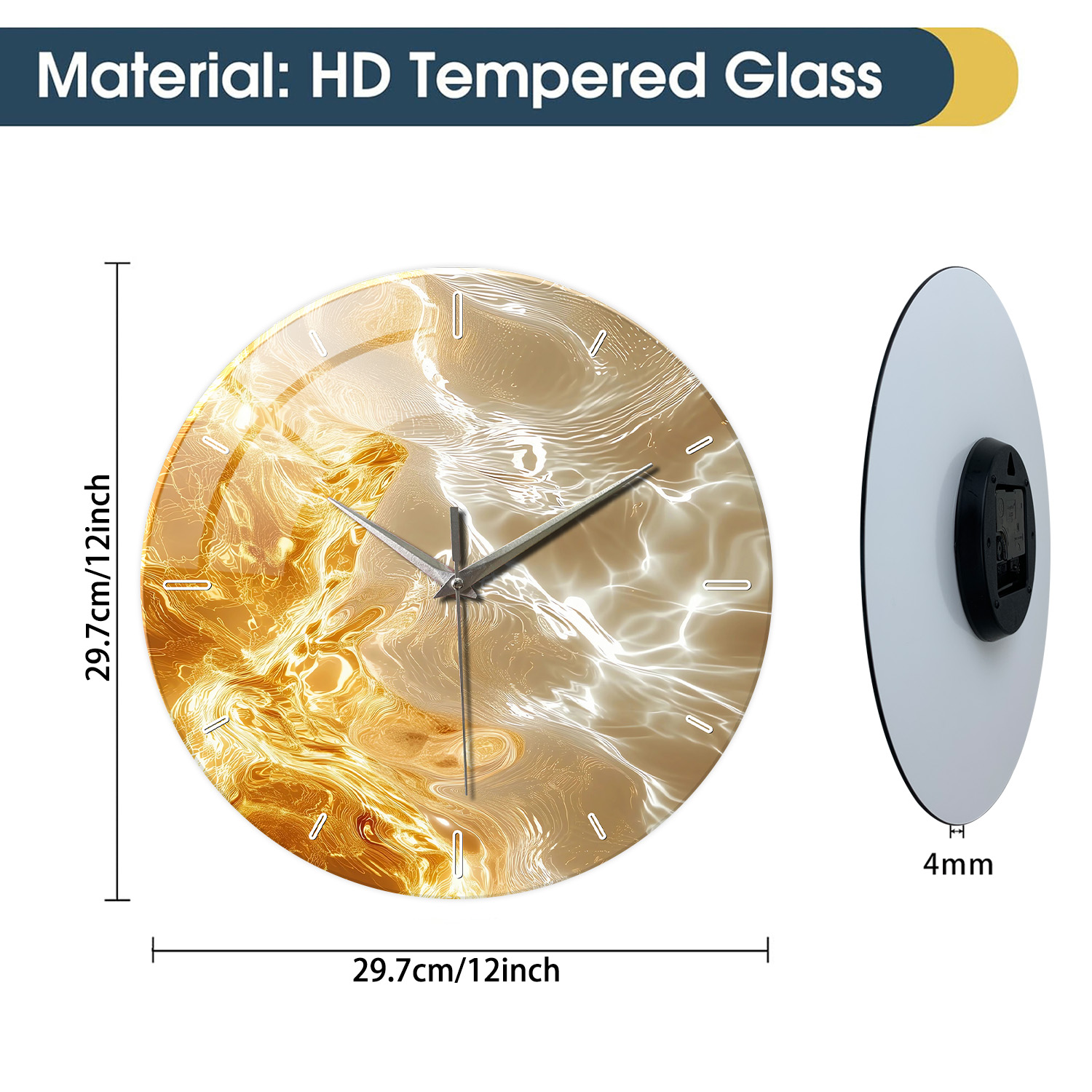 1 szt. Szklany zegar ścienny,  – Lighting Home Decor Wall Clocks recenzja i cena