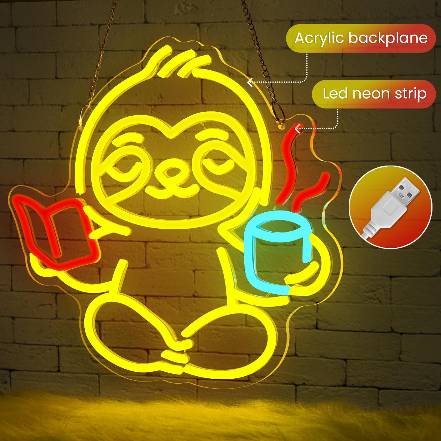 Neonowy znak Leniwiec, lampka  – Room Lighting Bedroom Decor recenzja i cena