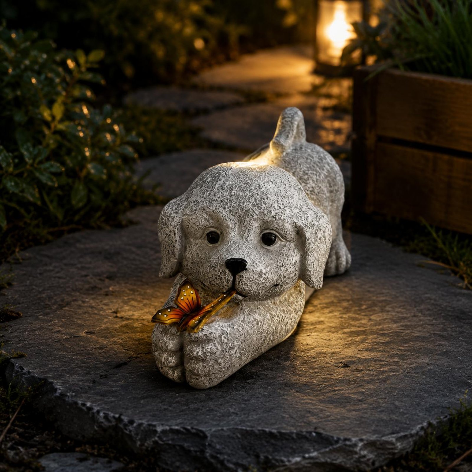 Solarna statua psa z żywicy, s – Yard Lighting Decor recenzja i cena
