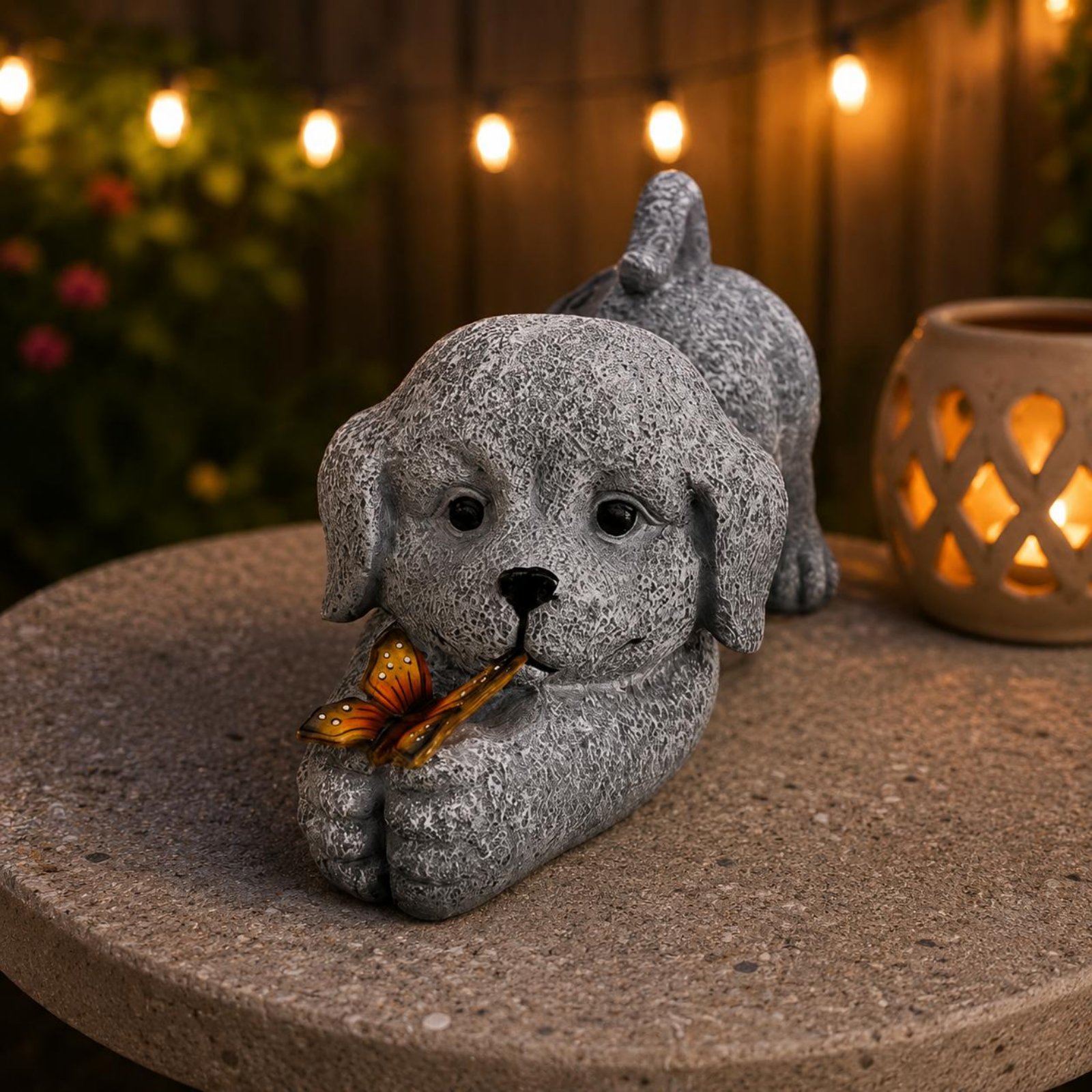 Solarna statua psa z żywicy, s – Yard Lighting Decor recenzja i cena